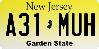 NJ license plate A31MUH