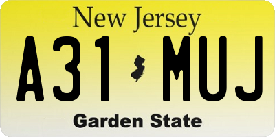 NJ license plate A31MUJ