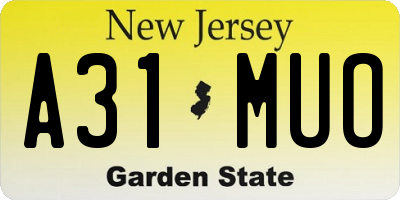NJ license plate A31MUO