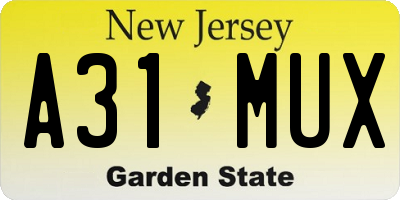 NJ license plate A31MUX
