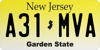 NJ license plate A31MVA