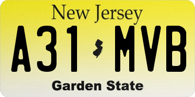 NJ license plate A31MVB