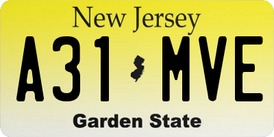 NJ license plate A31MVE
