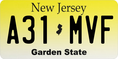NJ license plate A31MVF