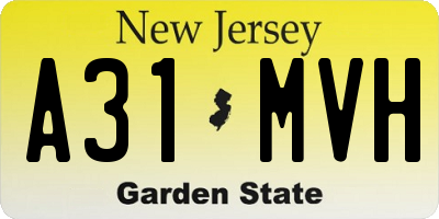 NJ license plate A31MVH