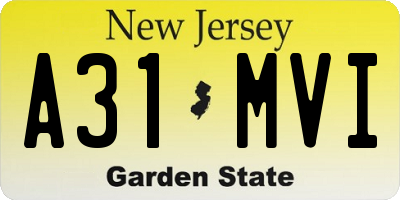 NJ license plate A31MVI