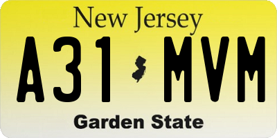 NJ license plate A31MVM