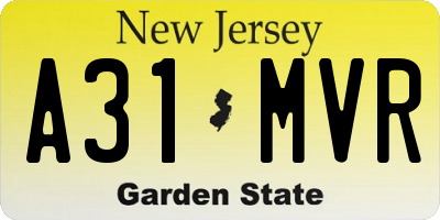 NJ license plate A31MVR
