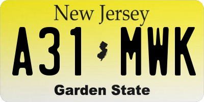 NJ license plate A31MWK