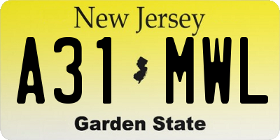 NJ license plate A31MWL