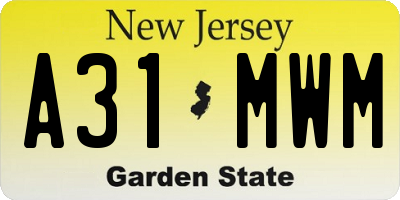 NJ license plate A31MWM