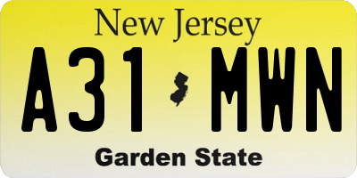 NJ license plate A31MWN