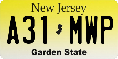 NJ license plate A31MWP