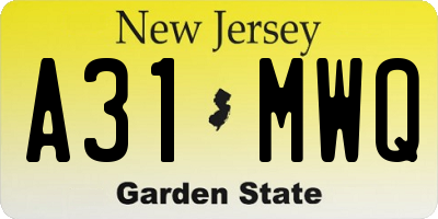 NJ license plate A31MWQ