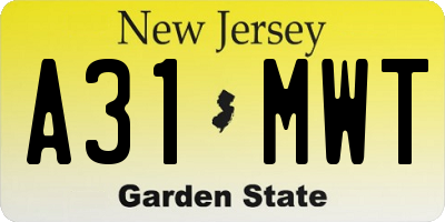 NJ license plate A31MWT