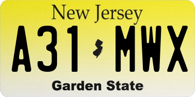 NJ license plate A31MWX