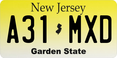 NJ license plate A31MXD