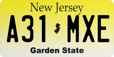 NJ license plate A31MXE