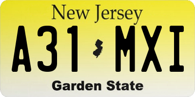 NJ license plate A31MXI