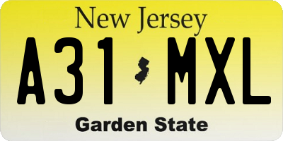 NJ license plate A31MXL