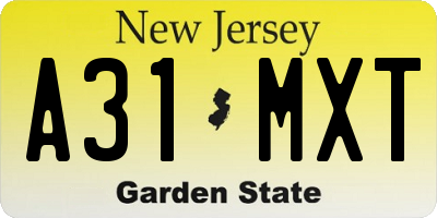 NJ license plate A31MXT