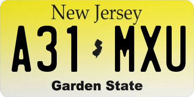 NJ license plate A31MXU