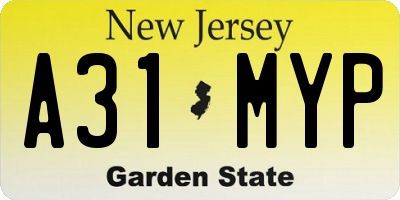 NJ license plate A31MYP