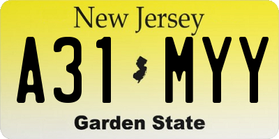 NJ license plate A31MYY