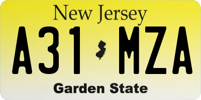 NJ license plate A31MZA