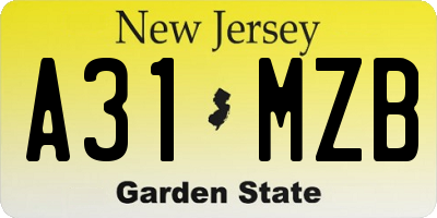 NJ license plate A31MZB