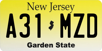 NJ license plate A31MZD