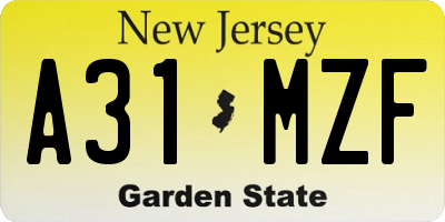NJ license plate A31MZF