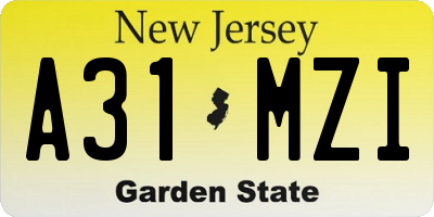 NJ license plate A31MZI
