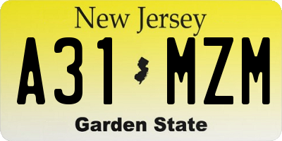 NJ license plate A31MZM