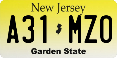 NJ license plate A31MZO
