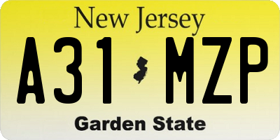 NJ license plate A31MZP