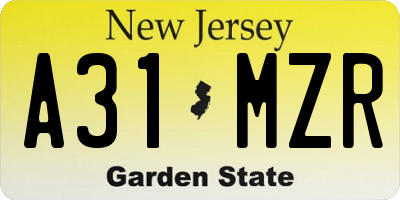 NJ license plate A31MZR