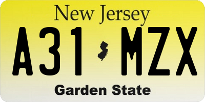 NJ license plate A31MZX