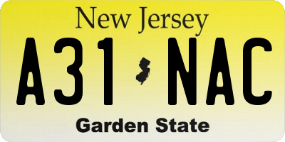NJ license plate A31NAC