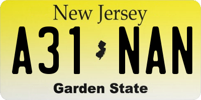 NJ license plate A31NAN