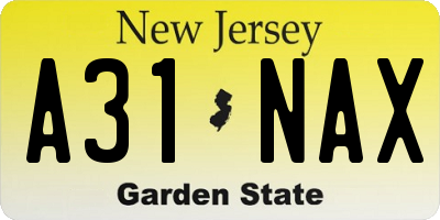 NJ license plate A31NAX