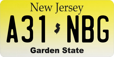 NJ license plate A31NBG