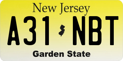 NJ license plate A31NBT