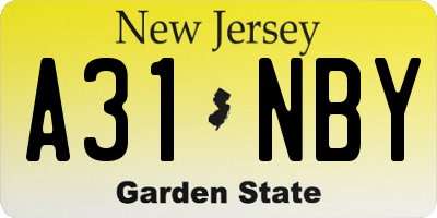 NJ license plate A31NBY