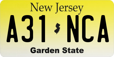 NJ license plate A31NCA