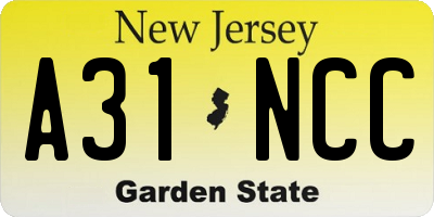 NJ license plate A31NCC