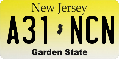 NJ license plate A31NCN