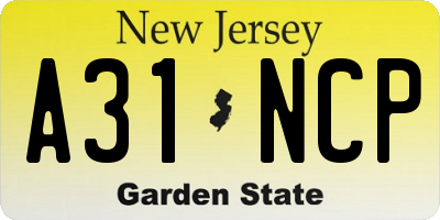 NJ license plate A31NCP