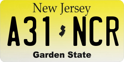 NJ license plate A31NCR