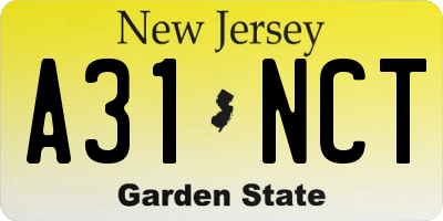 NJ license plate A31NCT